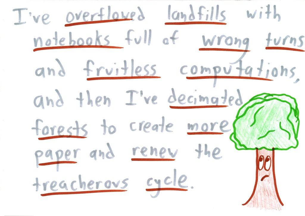 A thirteen-card 'away message' in which someone stuck on a math problem spirals into melodramatic despair, mocks standard problem-solving hints (draw a picture, work backwards, use the information you have), then cheerfully signs off. (panel 5 of 13)