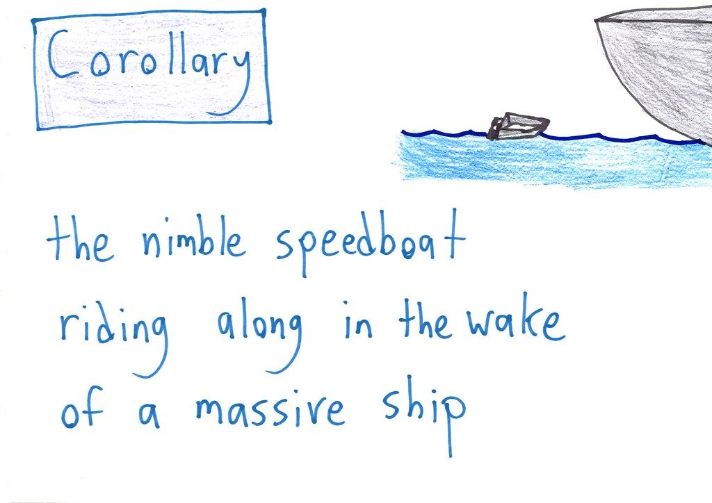 Ten hand-lettered haiku, each defining a math term (number, proof, counterexample, infinity, paradox, model, inverses, application, corollary, Cartesian plane) with a small illustration. (panel 9 of 10)