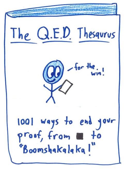 A fake book offering 1,001 ways to end a proof.