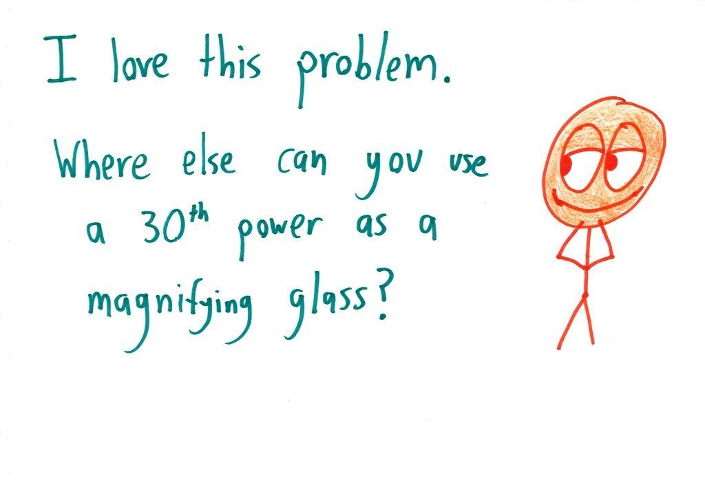 An illustrated walkthrough of comparing ¹⁰√10 and ³√2 by raising both to the 30th power (1000 vs. 1024), with more practice pairs. (panel 10 of 11)