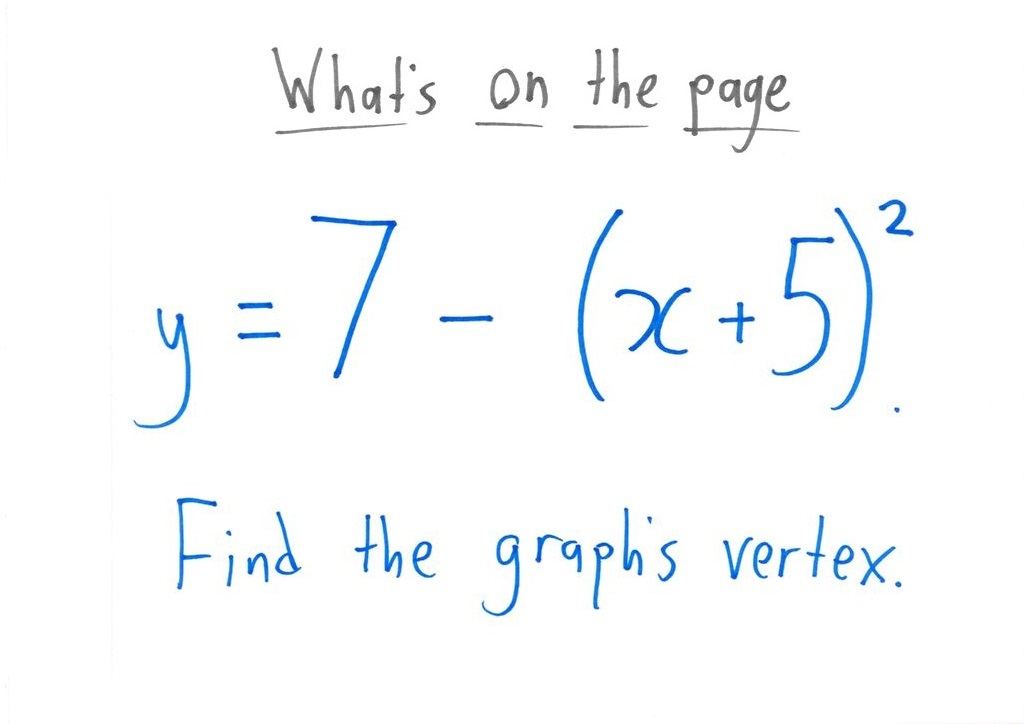 Five three-panel jokes contrasting an algebra problem, the panic students see, and the structure mathematicians see: zero-product property, vertex form, chunking, fractions as pieces, and polynomial vs. exponential growth. (panel 4 of 15)