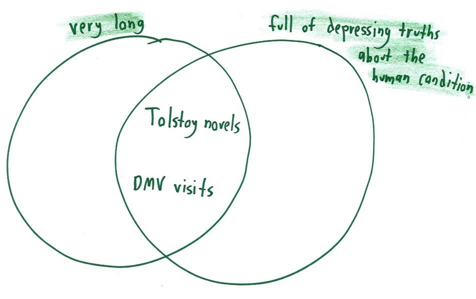Twelve silly Venn diagrams of everyday things, with two or three overlapping categories and a surprising item in the middle: raccoons, fortune cookies, carpets, ice hockey. (panel 7 of 12)