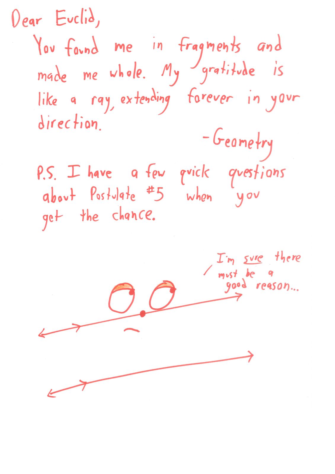 Ten letters from mathematical ideas to the mathematicians tied to them: the Pythagorean theorem, geometry to Euclid, the Poisson distribution to Bortkiewicz, calculus to Leibniz and Newton, and more. (panel 2 of 10)