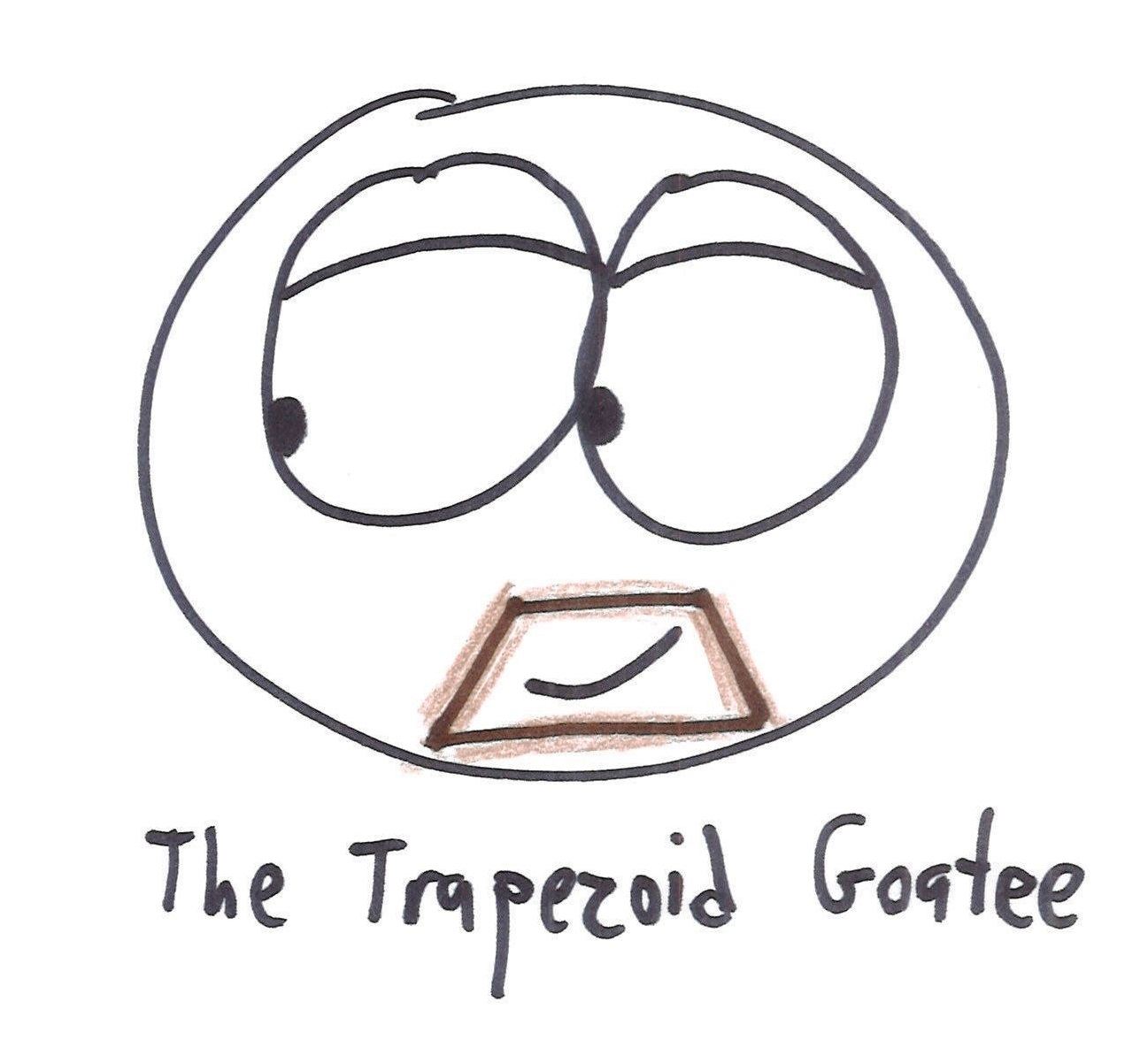 Eighteen mathematical mustaches and beards: parabola, square root, Cantor set, sine and cosine waves, a graph, the null 'stache, a normal curve, absolute value, a Sierpinski soul patch and more. (panel 13 of 18)