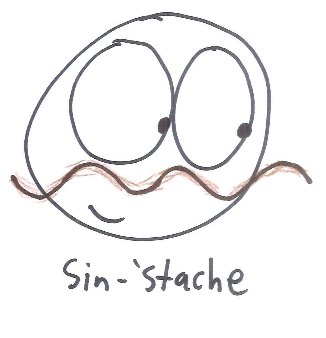 Eighteen mathematical mustaches and beards: parabola, square root, Cantor set, sine and cosine waves, a graph, the null 'stache, a normal curve, absolute value, a Sierpinski soul patch and more. (panel 6 of 18)
