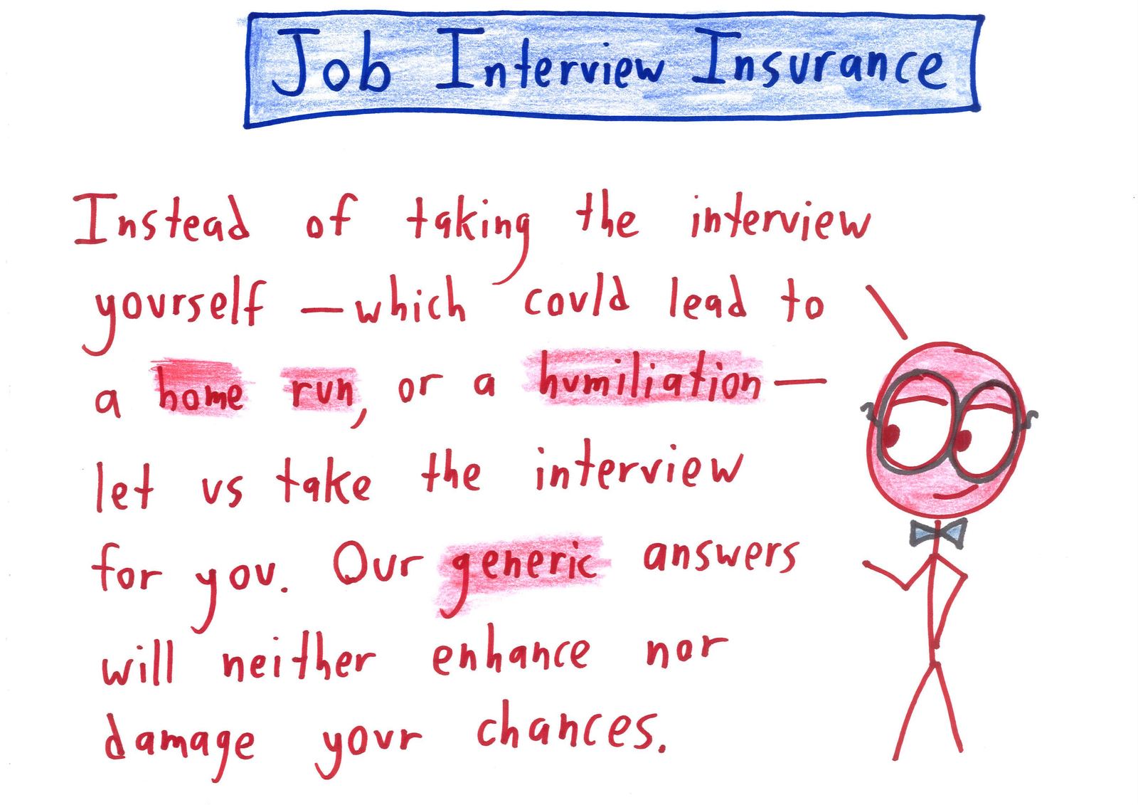 An insurance salesman pitches plans that trade variance for bland certainty: gambler's insurance, TV-finale insurance, first-date insurance, white-Christmas insurance, and insurance insurance. (panel 10 of 17)