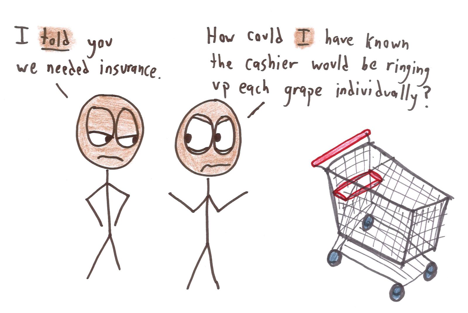 An insurance salesman pitches plans that trade variance for bland certainty: gambler's insurance, TV-finale insurance, first-date insurance, white-Christmas insurance, and insurance insurance. (panel 7 of 17)