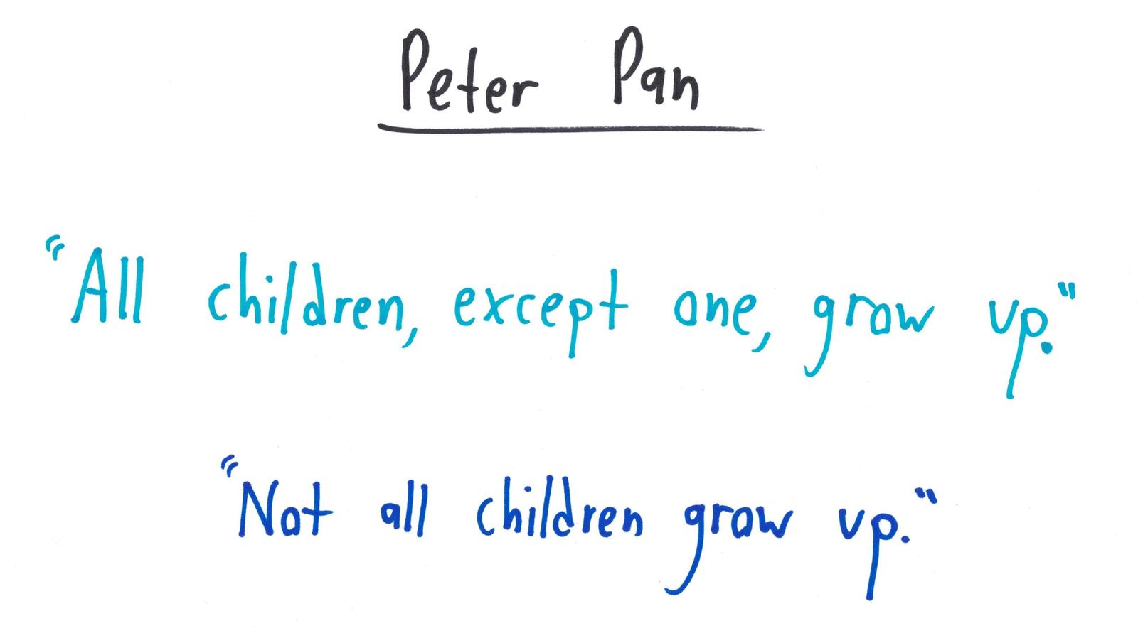 'All children, except one, grow up.' becomes 'Not all children grow up.'