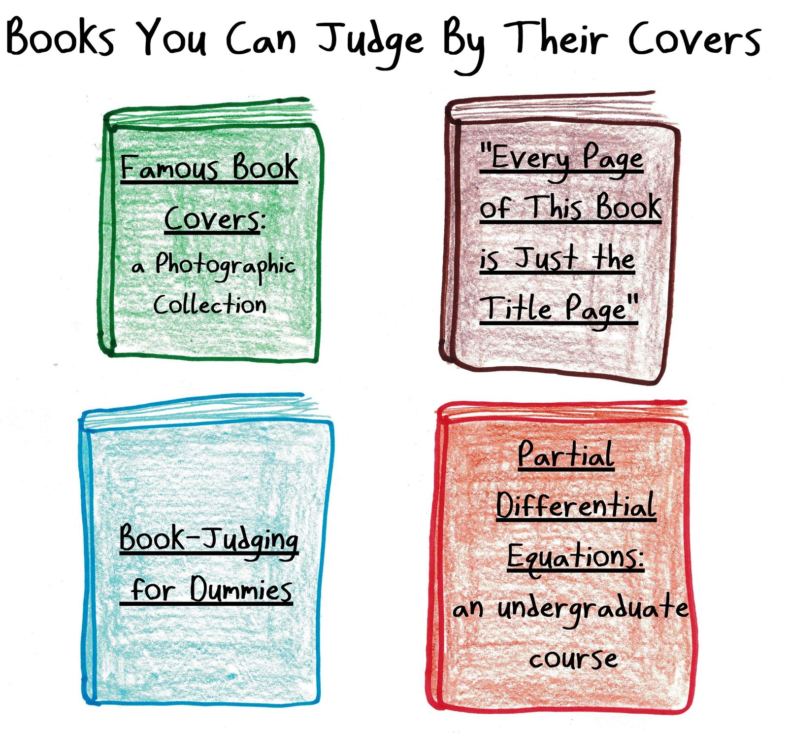 Four book covers that really can be judged by their covers, including a dreaded partial differential equations textbook.