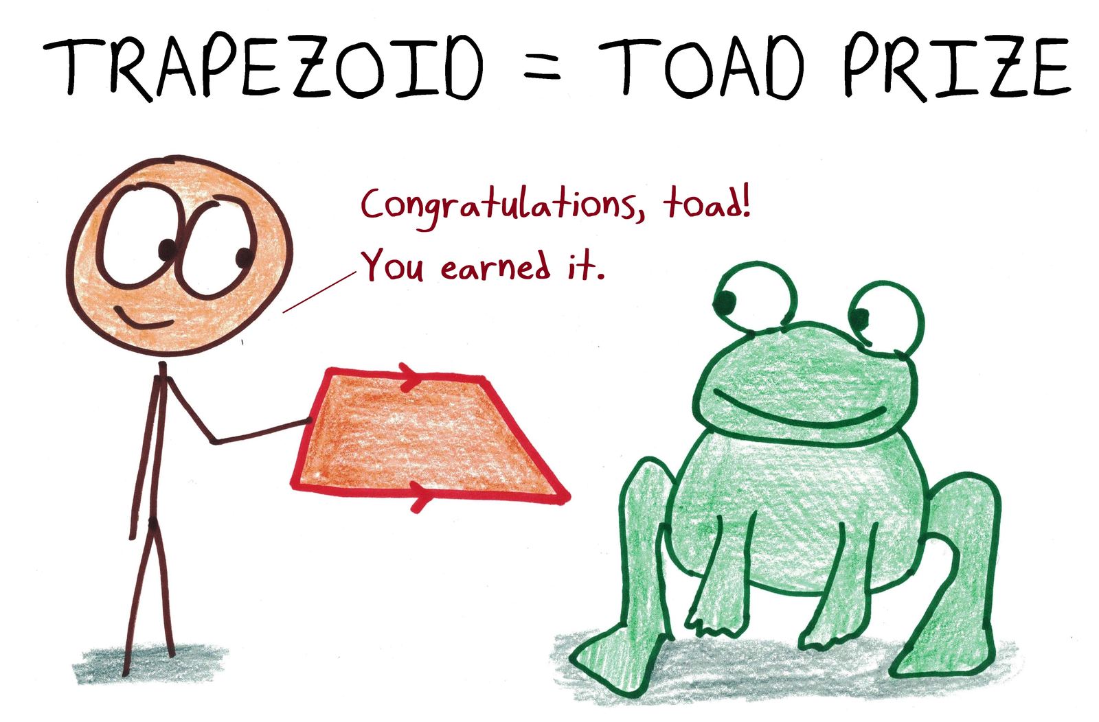 A trapezoid, awarded as a toad prize. (An anagram.)