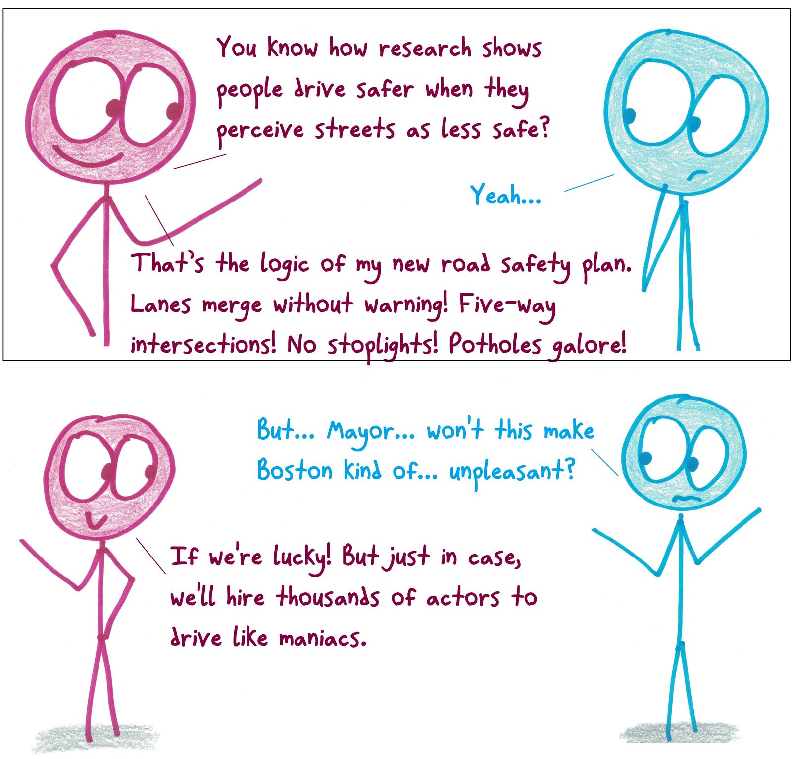 A mayor applies research on risk perception to explain Boston's chaotic streets.