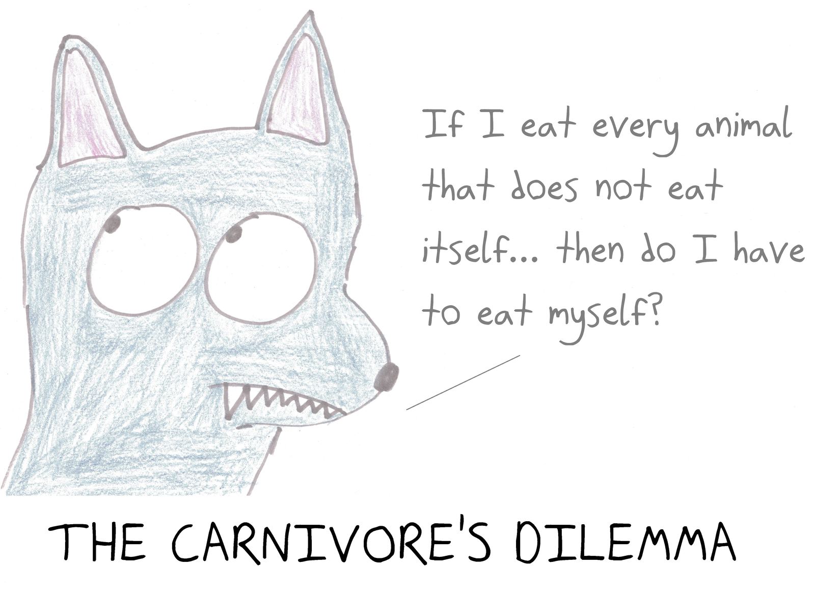 A wolf faces a version of the barber paradox (Russell's paradox).