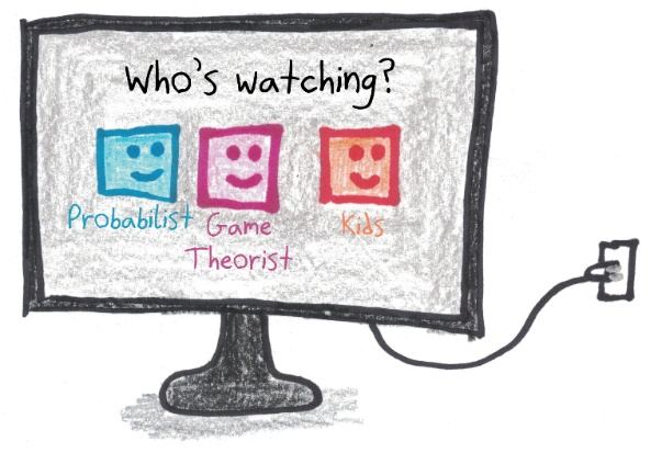 A streaming service's "Who's watching?" screen, with profiles for the Probabilist, the Game Theorist and the Kids.