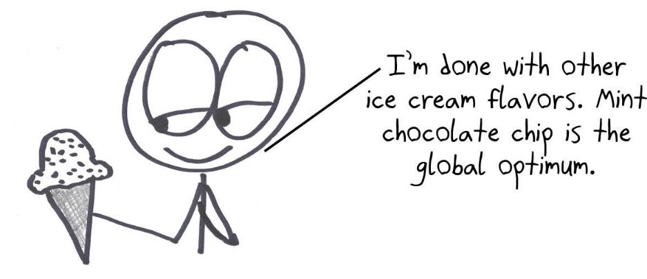Someone is done trying other ice cream flavors: mint chocolate chip is the global optimum, the very best of all.