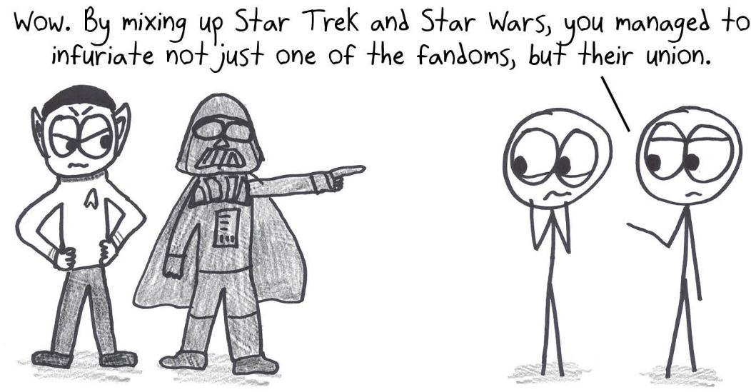 By mixing up Star Trek and Star Wars, someone has infuriated not just one fandom but their union.