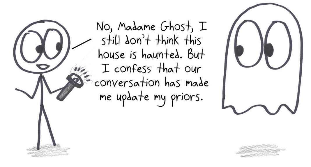 A skeptic still doesn't believe in haunted houses, but admits that a conversation with an actual ghost has made them update their priors.