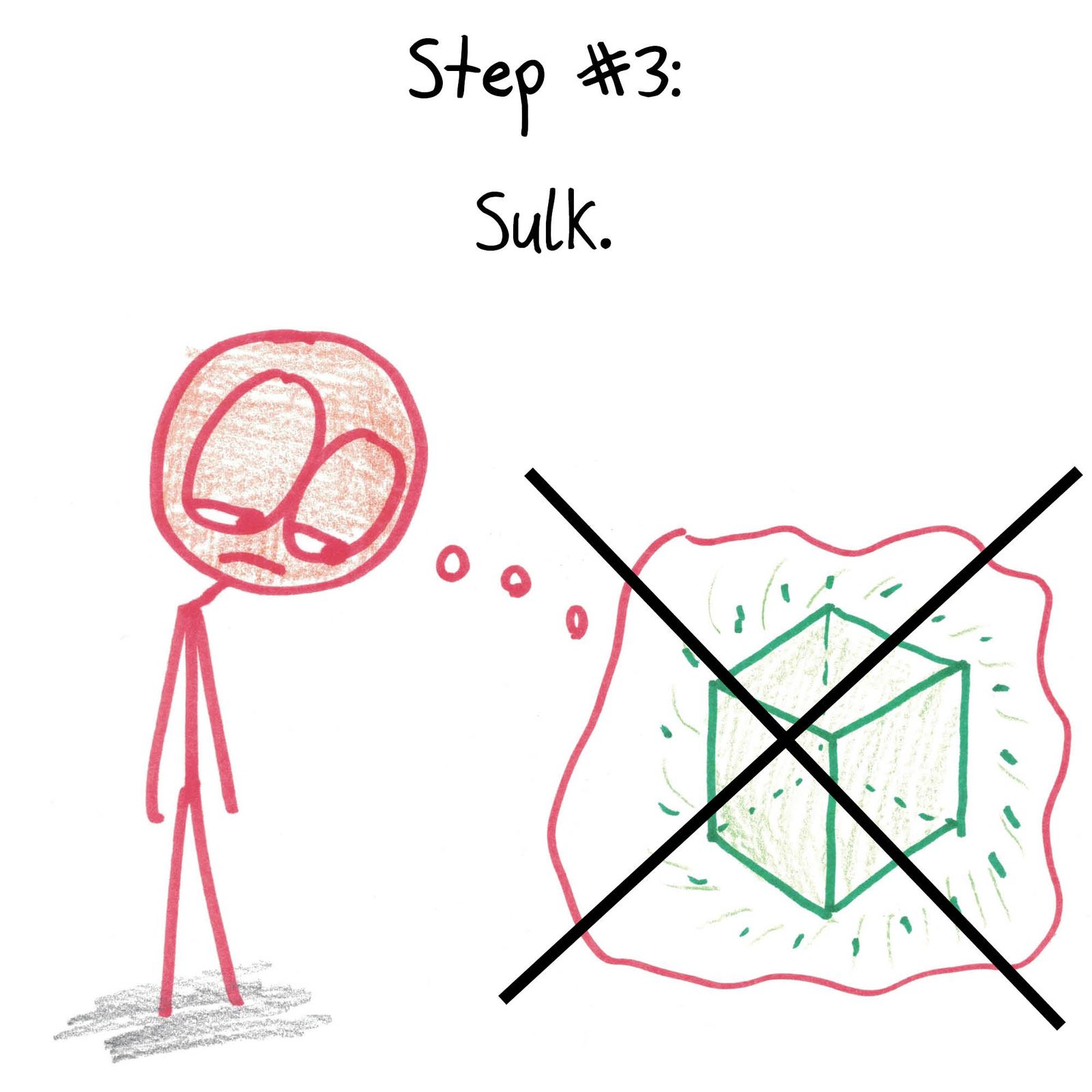 A six-step philosophical journey that starts and ends at naive Platonism, by way of a philosopher's objections and pragmatism. (panel 3 of 6)